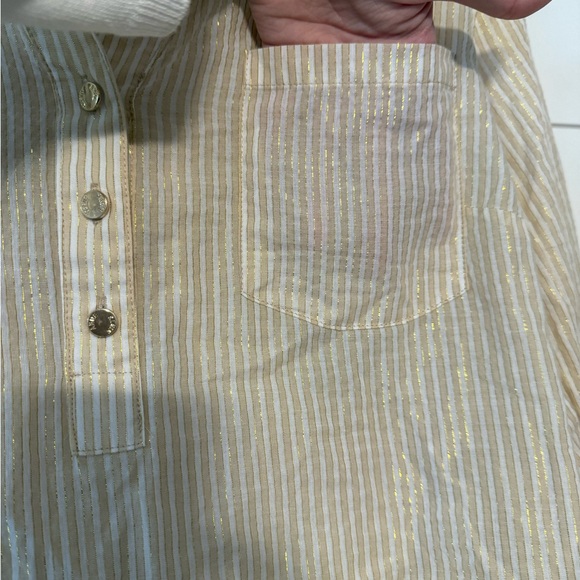 Anne Klein Gold and Cream Striped Top - Picture 9 of 9
